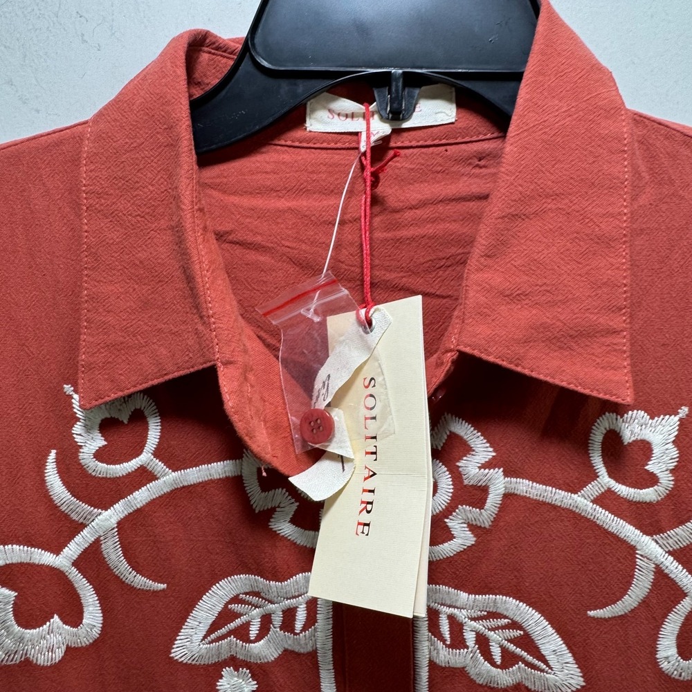 Boho Chic New Western Rodeo Modest Rust Long Sleeve Embroidered Maxi Dress M - Picture 7 of 12